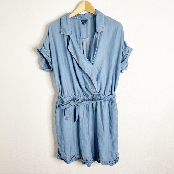 J Jill Chambray Denim Romper Size Large - Picture 2 of 8